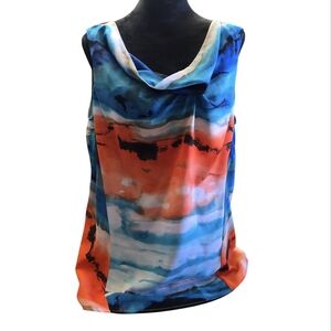Worthington Multicolor Sleeveless Cowl Neck Blouse